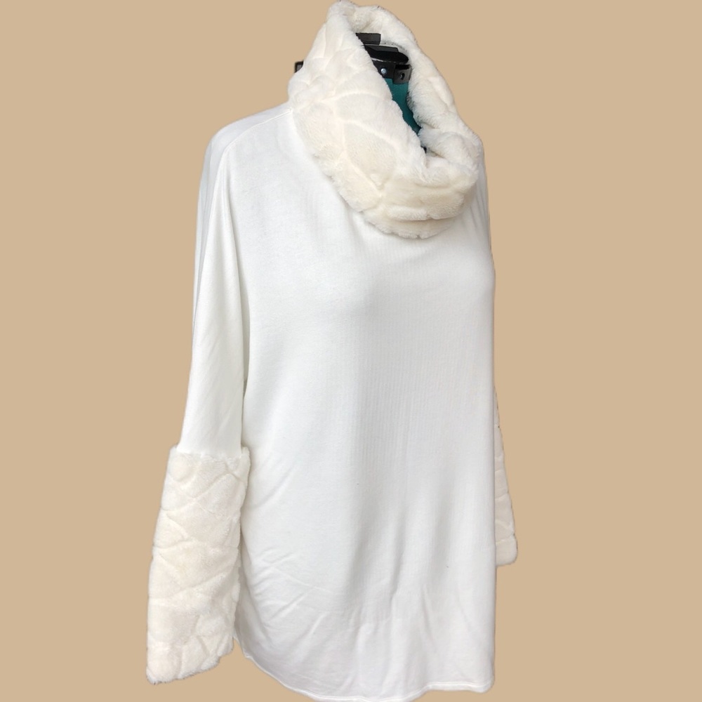Chelsea and Theodore, Furry Cowl neck sweater. L